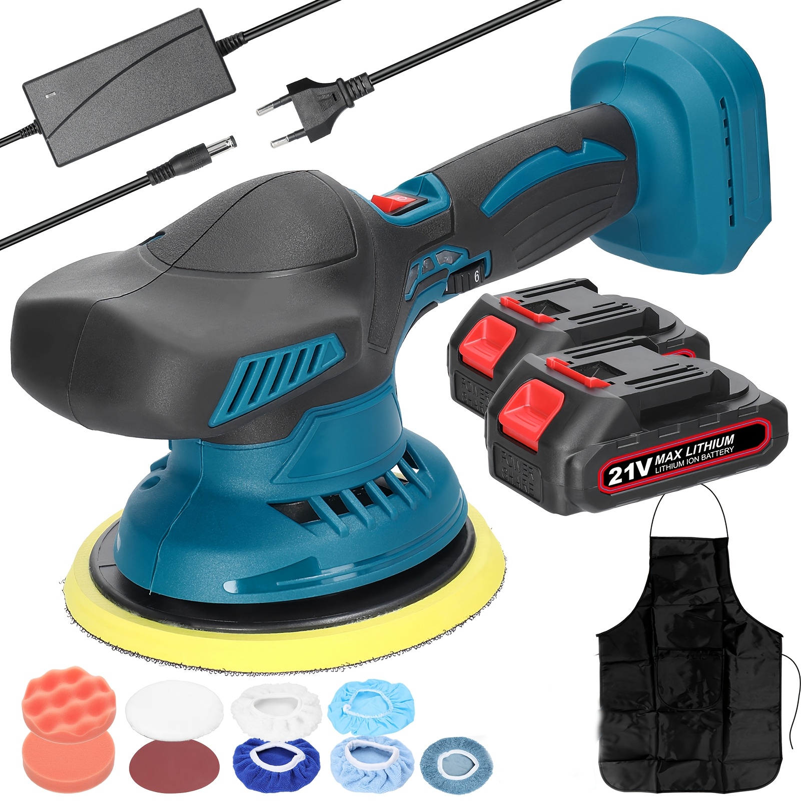 LIXADA Draadloze Orbitale Schuurmachine met 6 Instelbare Snelheden, Elektrische Polijstmachine