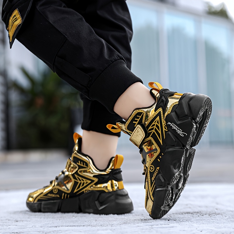 Jongensmode-sneakers - Duurzame laagtop-basketbalshoes met sluiting, ademende stofinleg en EVA-gepolijste zool voor outdoor-hardlopen, casual-draag - Comfort voor alle seizoenen, basketbalshoes, sportkleding, stijlvolle design met lusen, gevoerde EVA-zool