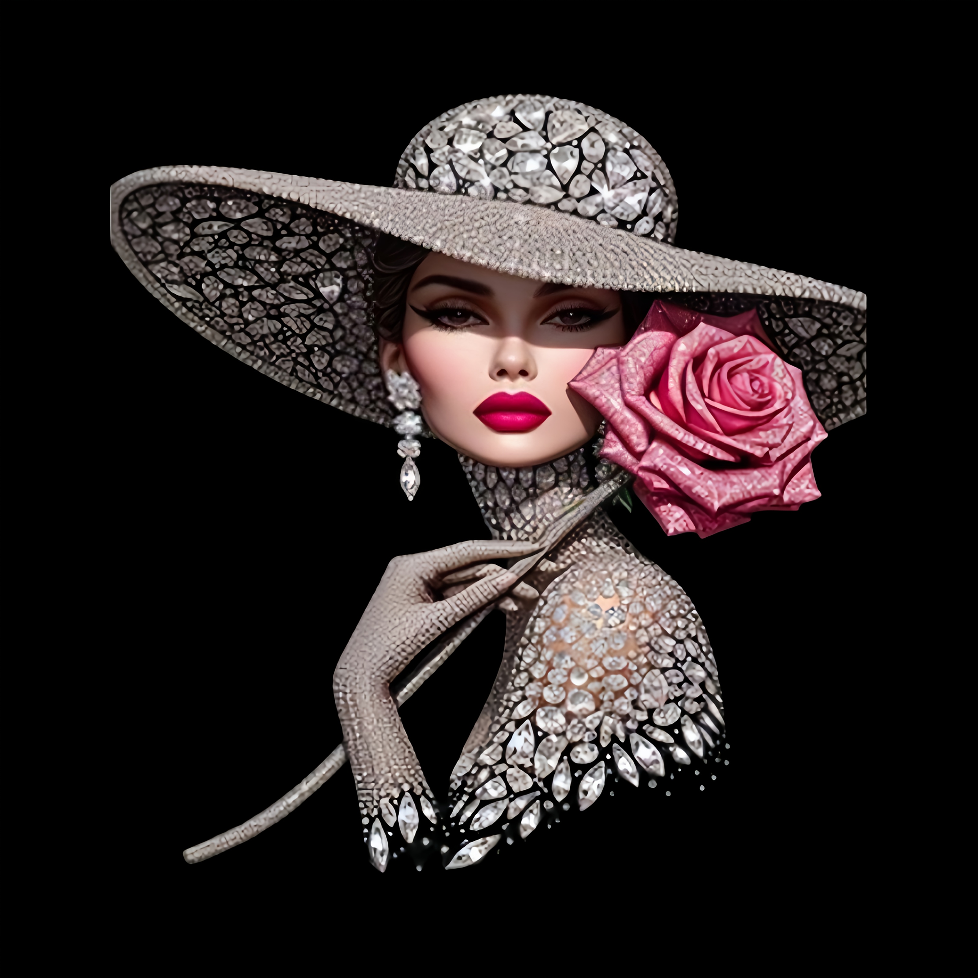 1pc Elegant Woman With Lace Gloves And Roses Iron-on Transfer Sticker For T-shirts, Sweatshirts, Jeans, Bags, Clothing Additions, Pillows - Creative Decoration Clothing Applique Craft Supplies
