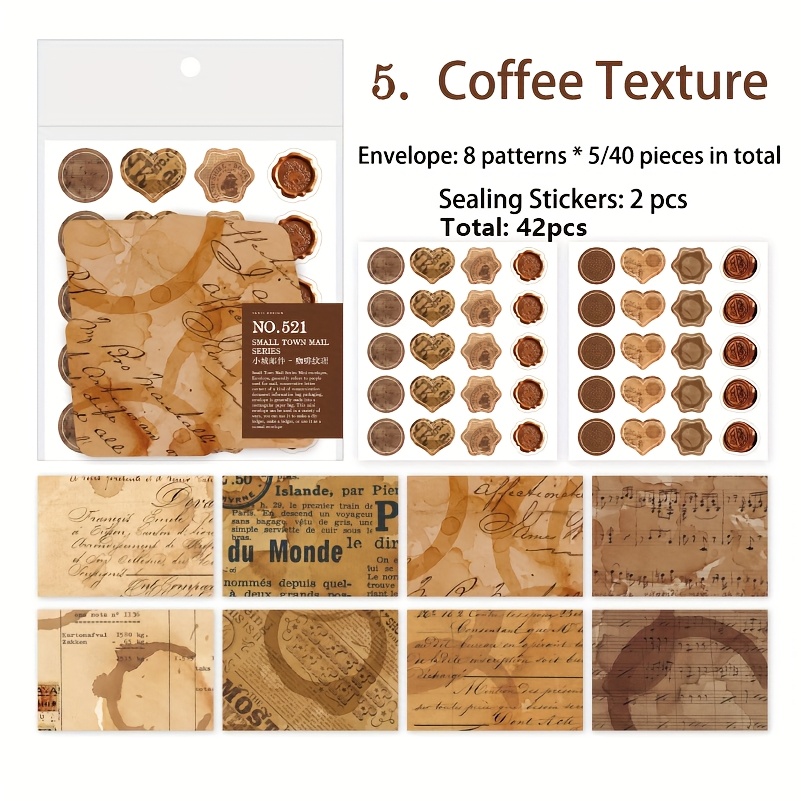 Image of 42pcs Vintage Themed Envelopes With Peel And Seal Stickers | Suitable For Weddings, Father's Day, Mother's Day, Thanksgiving, Valentine's Day, Made Of Paper