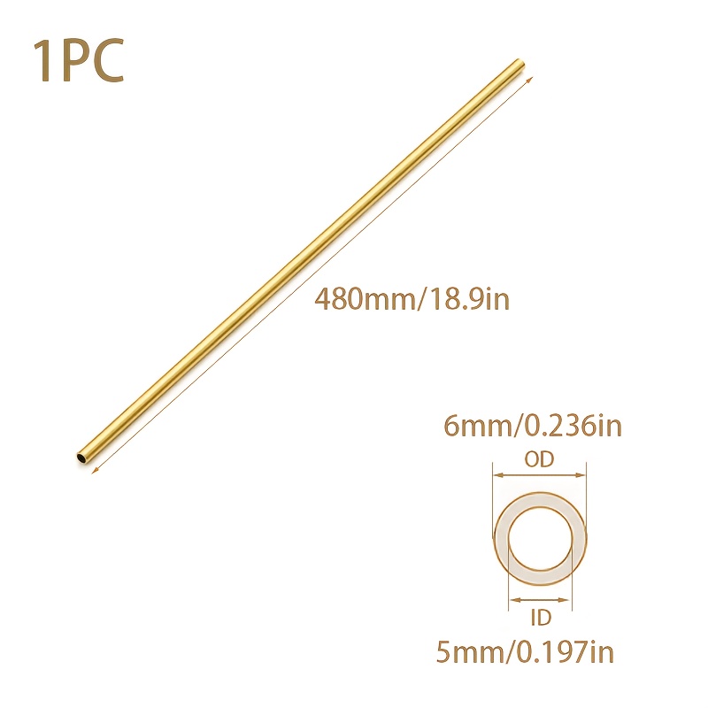 TEMU High-quality Hollow Brass Tubes, With Diameters Of 2/3/4/5/6/7mm, Length Of 480mm, And Wall Thickness Of 0.5mm. Made From Premium Industrial