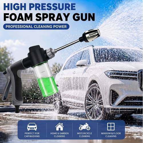 1pc high pressure car wash foam spray gun with long handle adjustable nozzle multi use for cleaning watering tire inflation foam bottle pressure sprayer durable plastic car cleaning tool car wash foam gun sleek sturdy construction