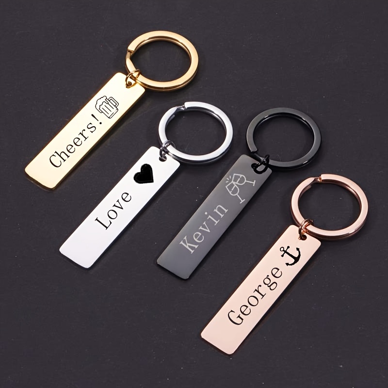 

1pc Personalized Stainless Steel Keychain, Simple Style Portable Key Ring With Custom Laser Engraving, Ideal For Father's Day, Party Favors, Corporate Gifts