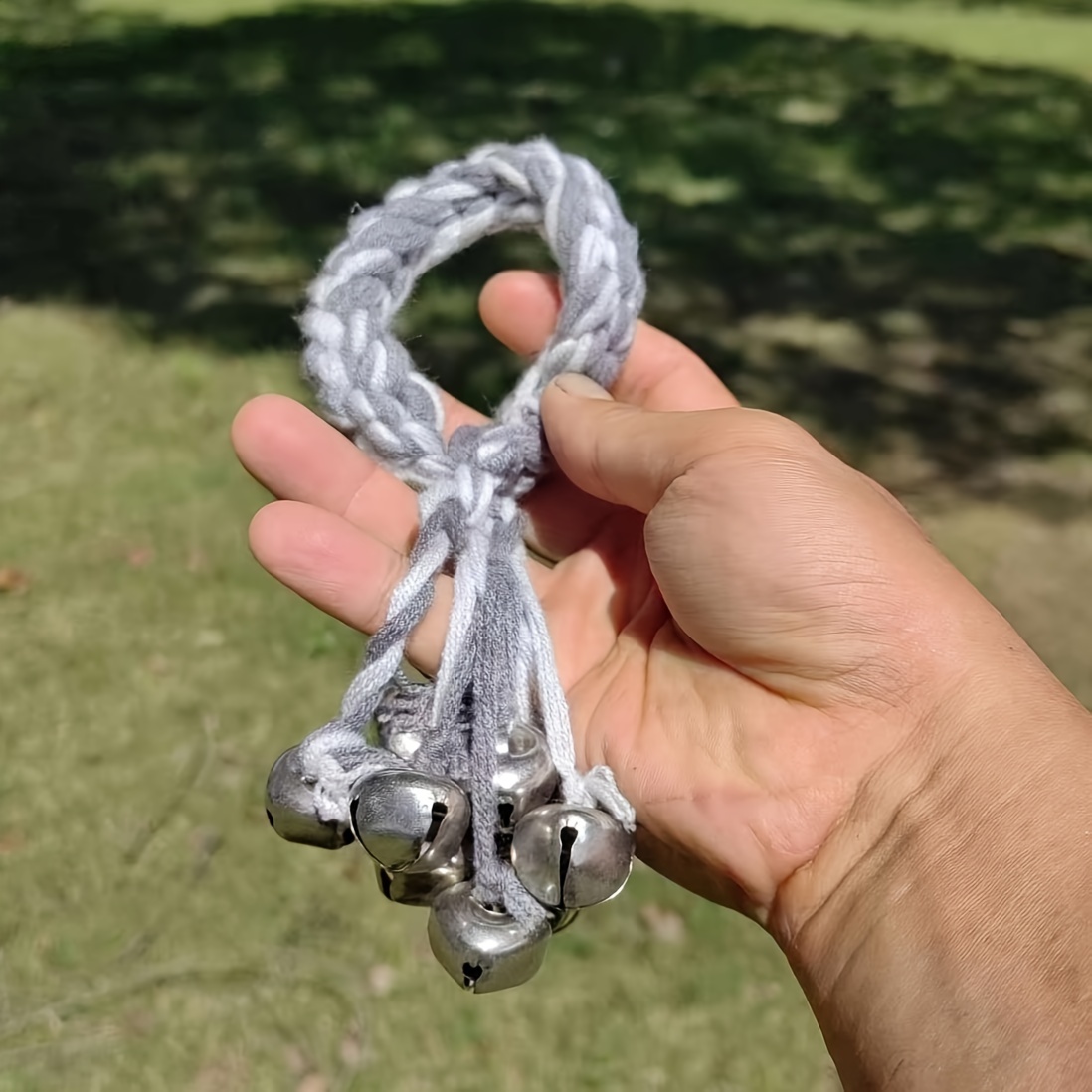 Image of Bells For Wreath & Door Hanging - Protection Spell Bell, Wiccan , Negative Cleanser, Grey Tones For Luck/wealth, Fabric Bell For Meditation & Spiritual Gifts ( Decor)