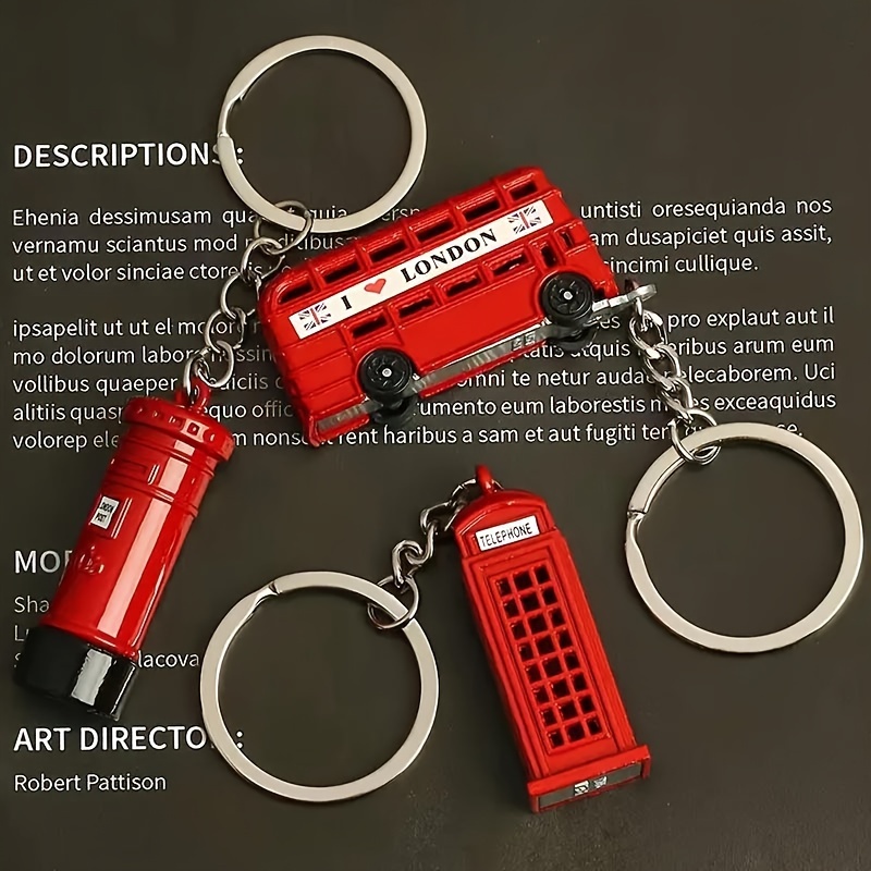 

Vintage London-themed Keychain Set Of 3 - Alloy Metal , Bus, And Mailbox Charms With Ring Buckle, Decorative Key Rings For Bags And Phones, Perfect Gift For Women, Birthday Festival Accessory