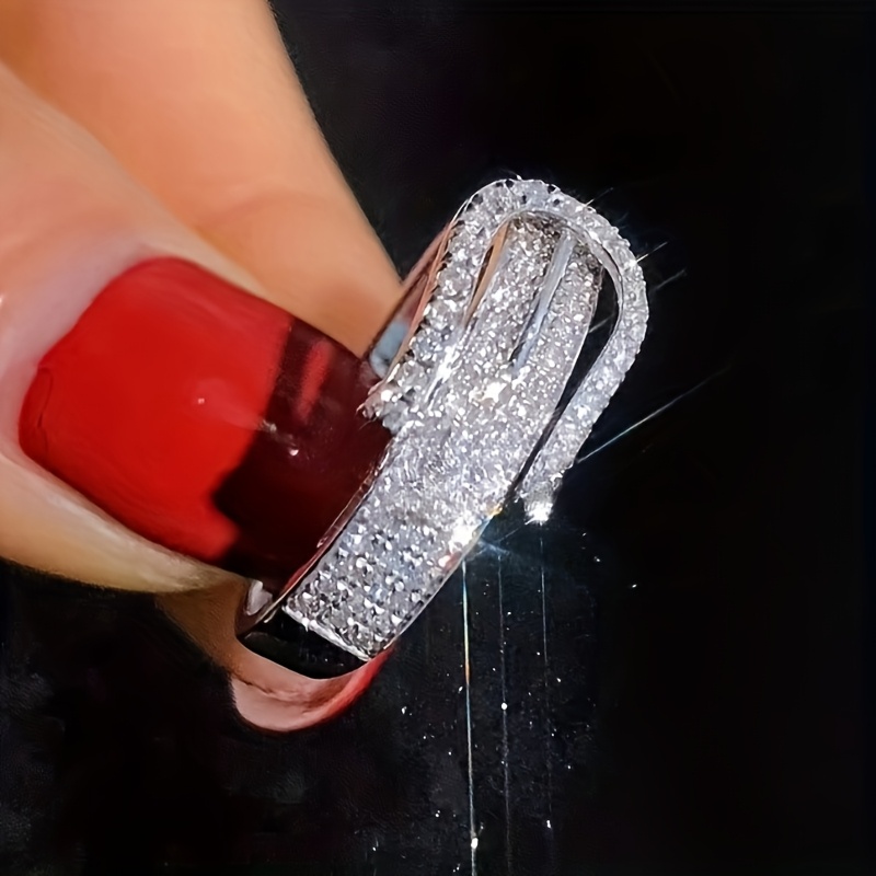 Zirconia Belt Buckle Ring Copper Base April - Party & Daily Accessory