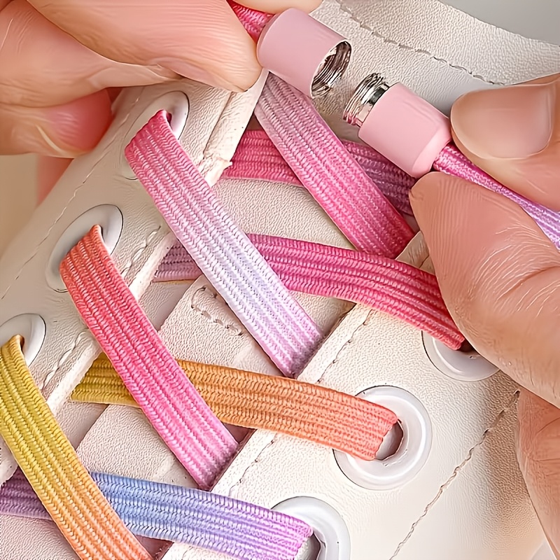 TEMU A Set Of 1 Pair Of Elastic No-tie Shoelaces, Lightweight And Comfortable, , Adjustable For Lazy Shoelaces, Suitable For Casual And Sports Shoes