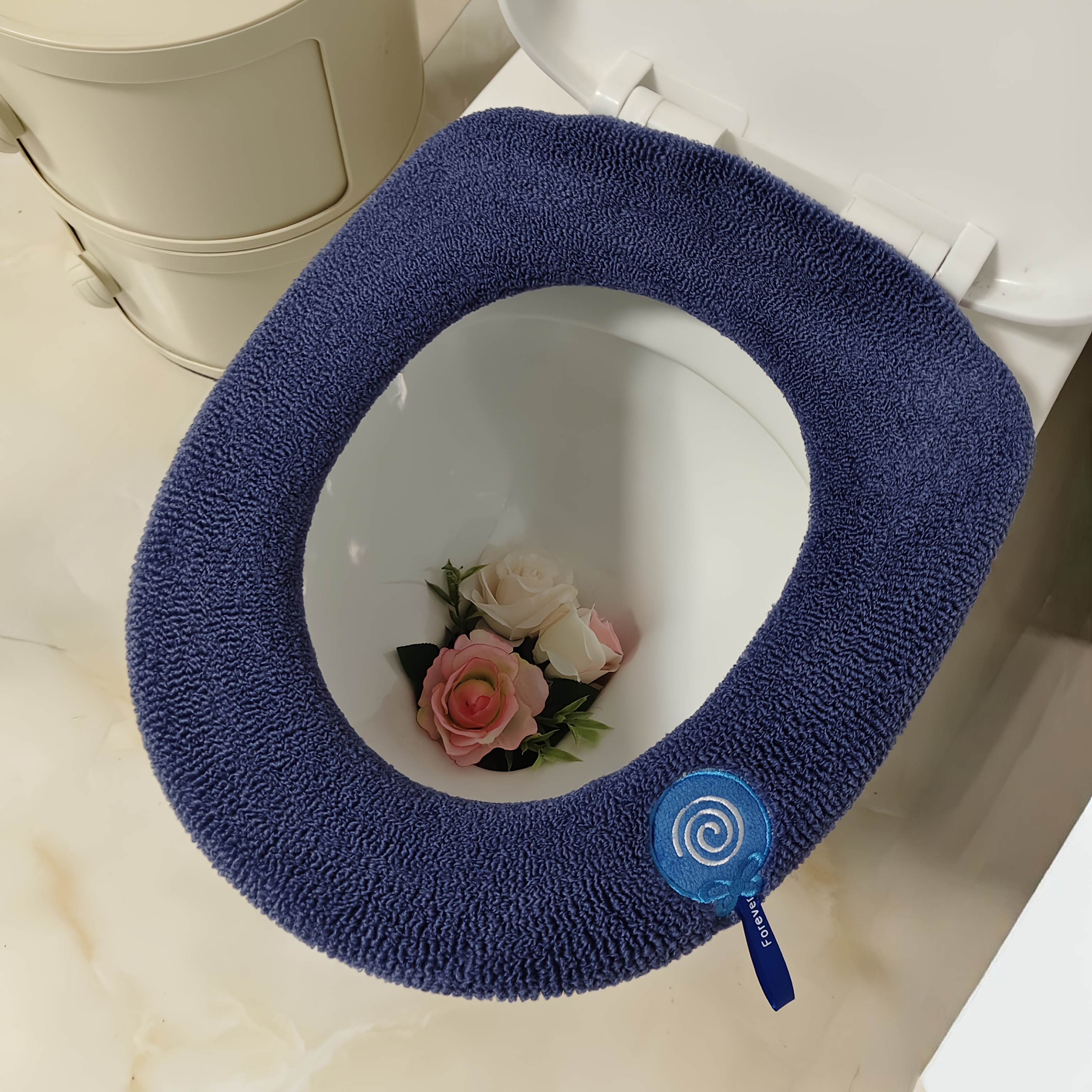 E-shop Toilettensitzkissen mit waschbarem Bezug – Weicher bequemer Toilettendeckel, Ganzjahres-Badezimmer-Sitzbezug, auf die meisten Standard-Toiletten