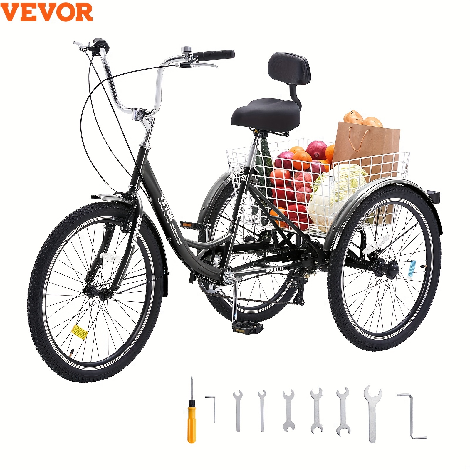 

Vevor 26" Adult Bike Trike Bicycle 7 Wheel Steel