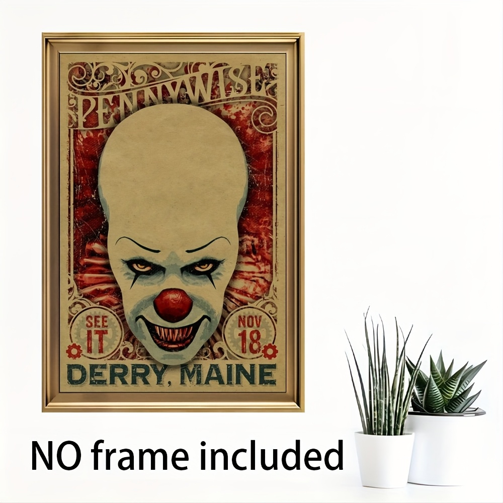 

Room Decor 1pc Clown Vintage Horror Canvas Print, Cloth Poster, Decorative Wall Art For Home, Office, Living Room, Bedroom, Unique Festival Gift