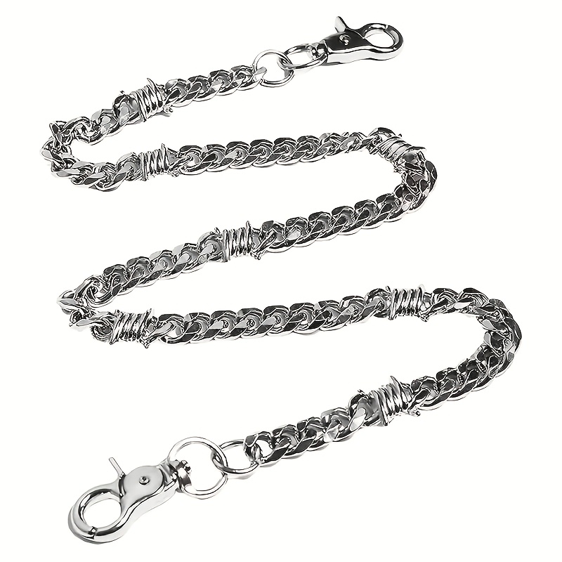 TEMU Motorcycle Wallet Keychain Pocket Chain, With Round Buckle Men's Jeans Key Chain Trousers Accessory