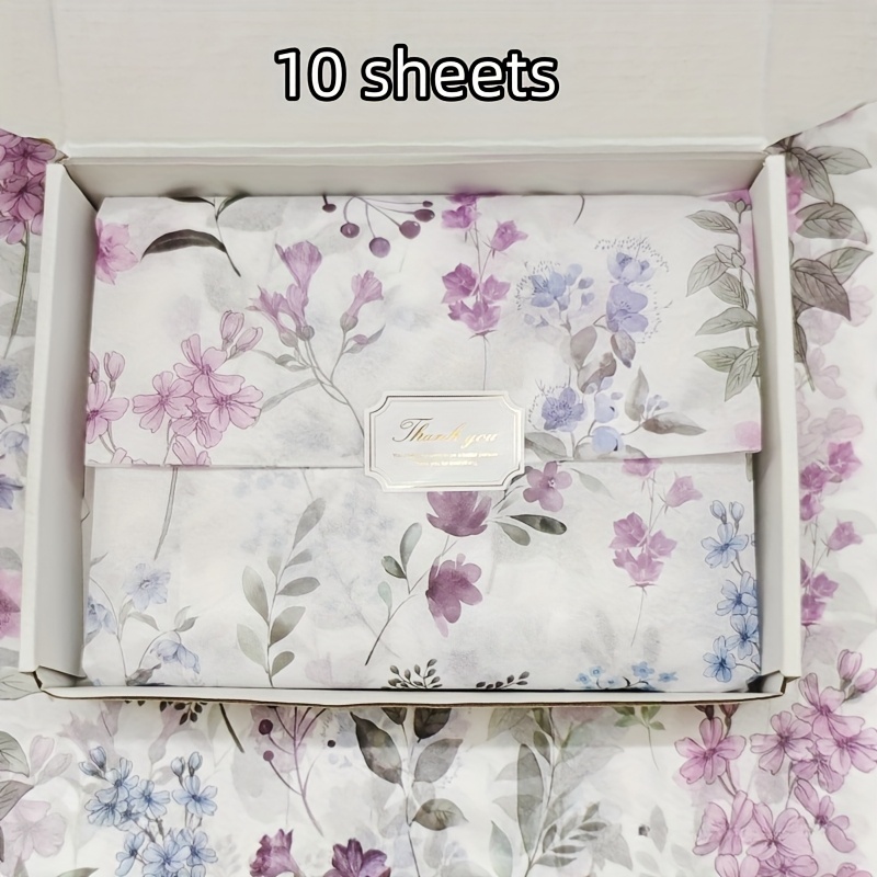 TEMU Purple Trumpet Pattern Gift Wrapping Tissue, 20 X 14 Inches Suitable For Moisture And Fragile Item Protection, Suitable For Birthdays,