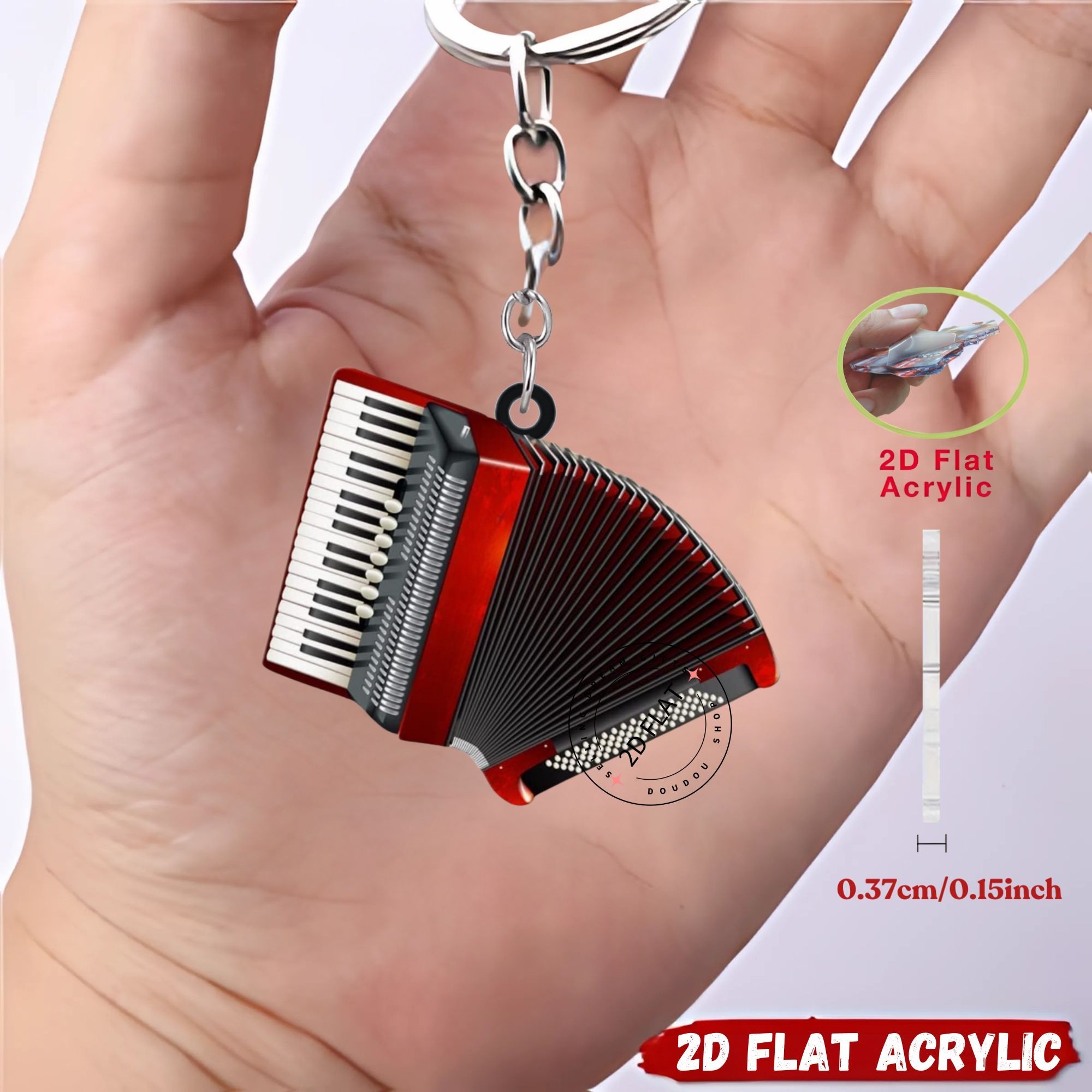 TEMU 2d Flat, 2d Flat > 1/6 Vintage Accordion Keychains, Suitable For Car Keys, Backpack Decoration, Office Hanging Decorations, Party Gifts, Mobile