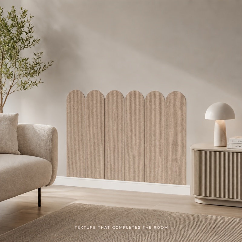 TEMU 6pcs Textured Wall Panel Set, Decorative Wall Wainscoting With Ribbed Fabric Finish, Peel And Stick Wall Accent For Living Room, Bedroom,