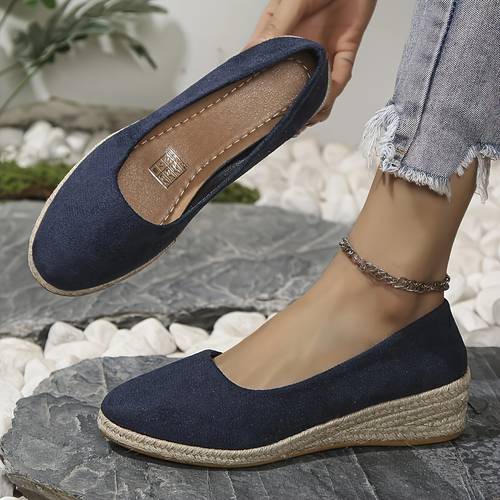 item picture womens wedge and platform flats womens spring autumn wedge shallow mouth womens thick sole straw braid rope sole women shoes