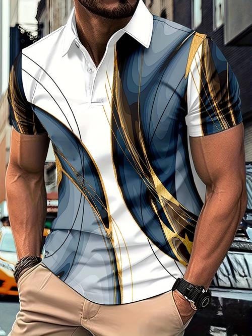 glazed print mens comfortable casual short sleeved shirt