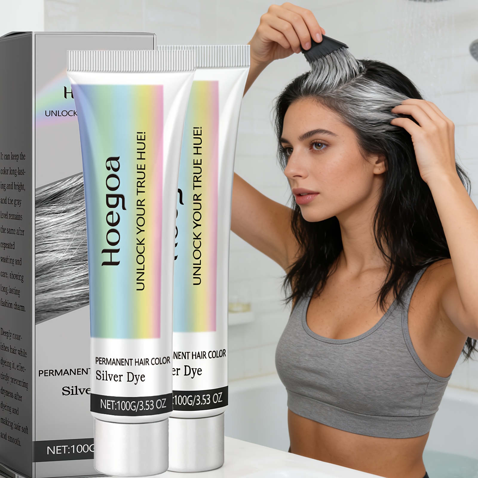 silvery hair dye uniform color long - Temu Mauritius