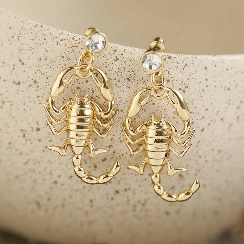 TEMU Boucles d'oreilles Scorpion exagéré style froid européen et américain pour femme, accessoires d'oreille gothiques sombres style Ins, boucles