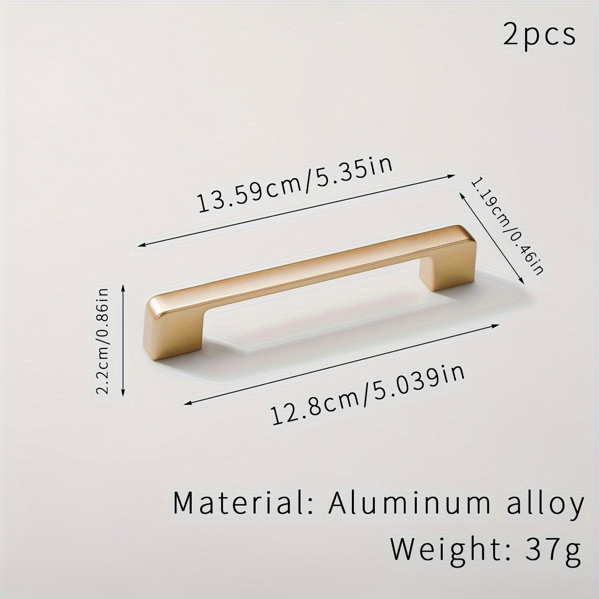 E-shop Set mit 2 goldenen Aluminiumlegierungsgriffen für Schubladen und Schränke, geeignet für Möbel und Schuhschränke