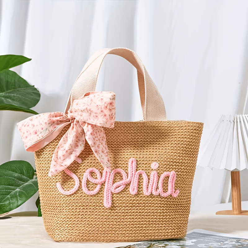TEMU Borsa Tote da Spiaggia Personalizzata in Tela di Iuta, Regalo per Damigelle, Regalo per , Regalo per Festa di Nozze, con Motivi e , Chiusura a ,