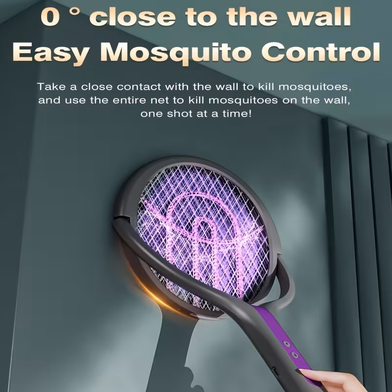 new arrival retractable extended electric fly swatter racket 2 in 1 smart bug zapper and generator with usb rechargeable base powerful trap lamp and fly killer for home bedroom Product details 10