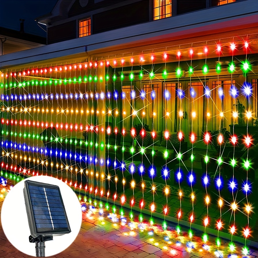 

Solar-powered Curtain String Lights With 8 Modes - Perfect For Outdoor Decor, Weddings, And Garden Parties - Available In Multicolor, Warm White, And White