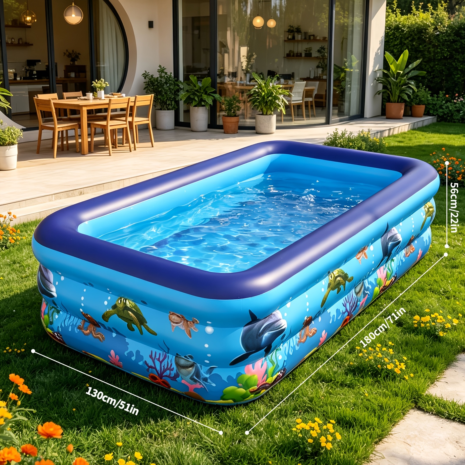 Portable Inflatable Swimming Pool-durable Pvc Foldable Family Courtyard Swimming Pool, Suitable For Outdoor , Summer Party, Balcony, Travel, For Playing With Water In Summer