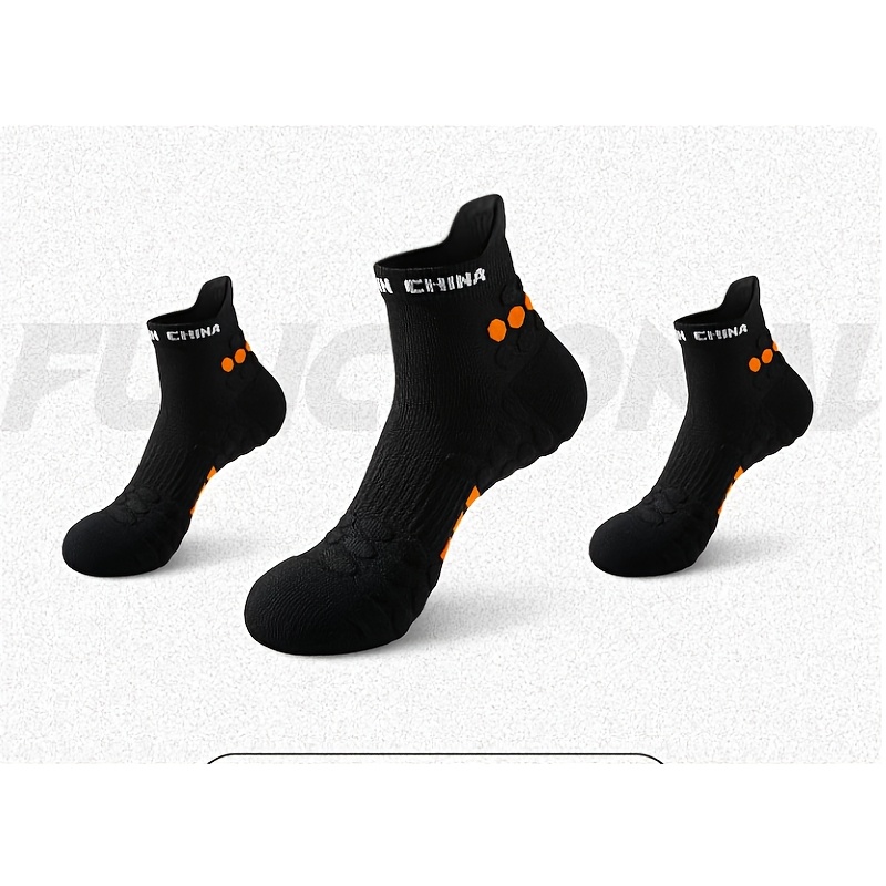 TEMU 3-pair Men's Mid-calf Socks, Bubble Sole, Professional Sports Training Basketball Socks, Men's Outdoor Running Socks, High-quality Socks, Spring