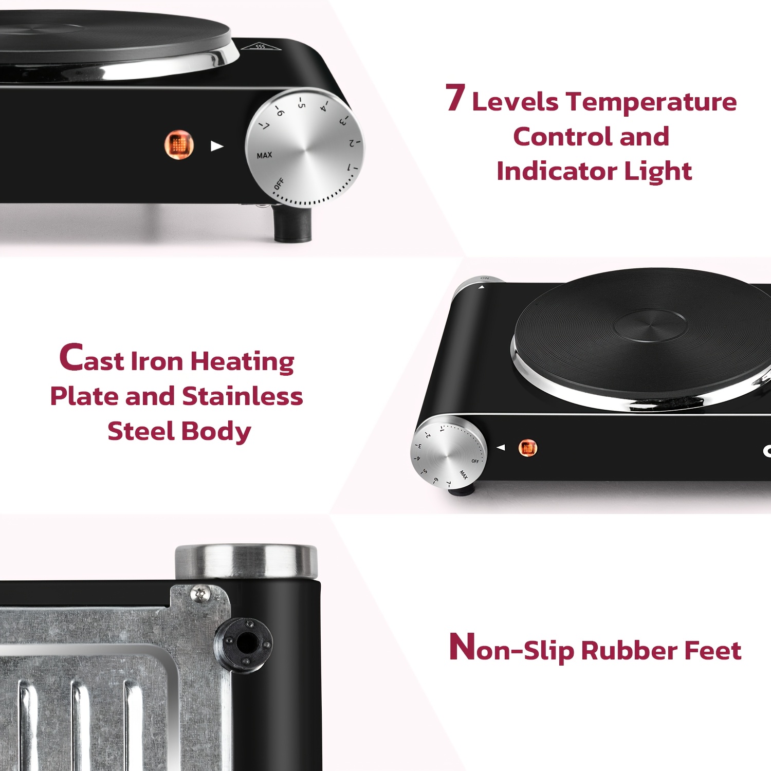 Dual Zone Induction Cooktop with 1500W+1000W Fast Heating, 2-Zone Electric Stove with Independent Temperature Control, Stainless Steel & Cast Iron Heating, Portable Induction Hob with Digital Display & Precise Dial, Compatible with All Pans (Gas/Electricity), Ideal for Home, Camping, RV, Boat - UK Plug (220V) - Ideal Gift for Housewarming, Birthday, Christmas, Induction Cooktop, Induction Cooktop Portable, Induction Stove Portable, Induction Cooker, Induction Stove Top