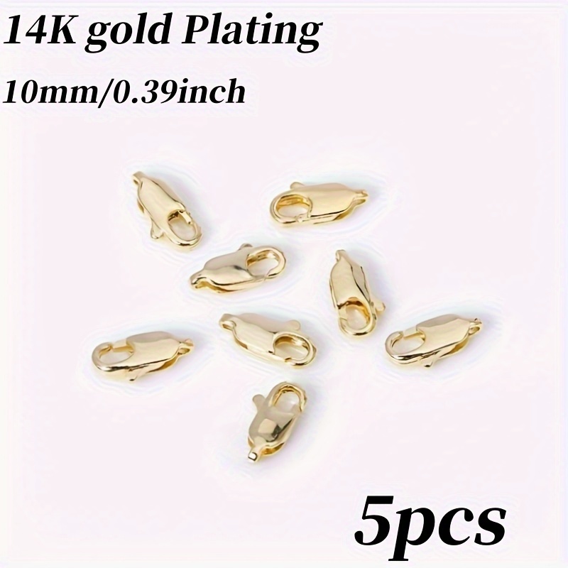 TEMU 5pcs Connecteur de fermoir mousqueton en laiton plaqué or 14K/18K, fermoir pour la fabrication de bracelets et de , matériaux de bijouterie en