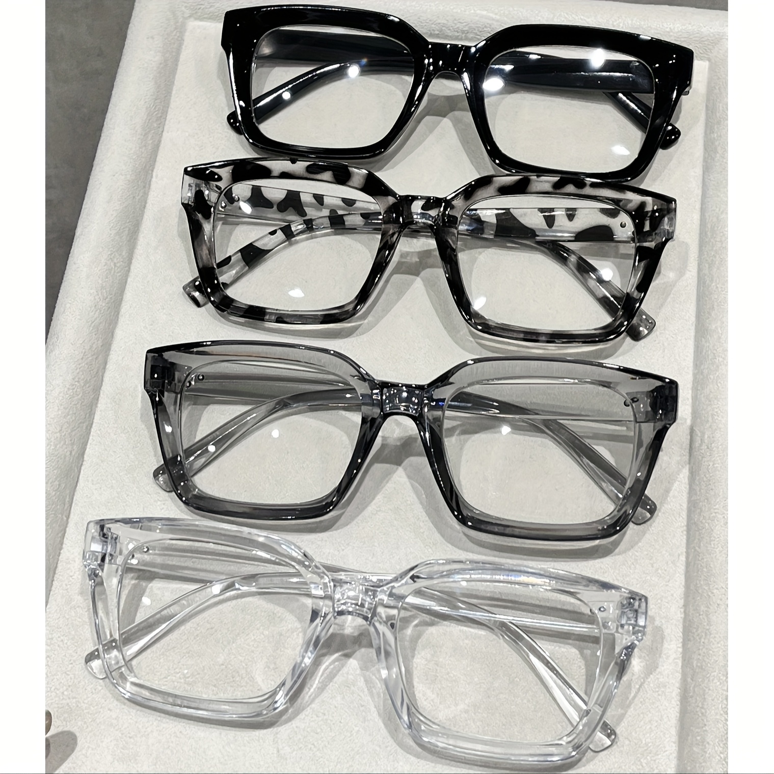 Image of 4pcs Square Plastic Frame Multicolor Casual Easy Clear Glasses For Women Daily Life Fall Winter Clothes Business Casual Gifts