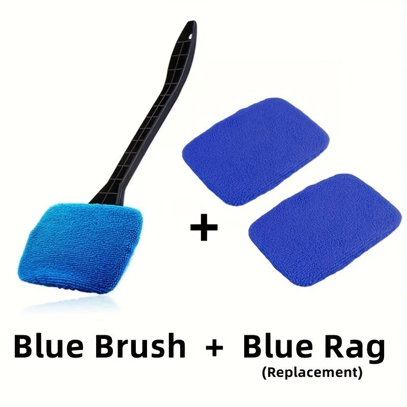 TEMU 1pc Mango + 3pcs Paño de Repuesto Cepillo Multifuncional para Vidrio de Coche Cepillo para Ventanas de Coche Limpiaparabrisas Defogador