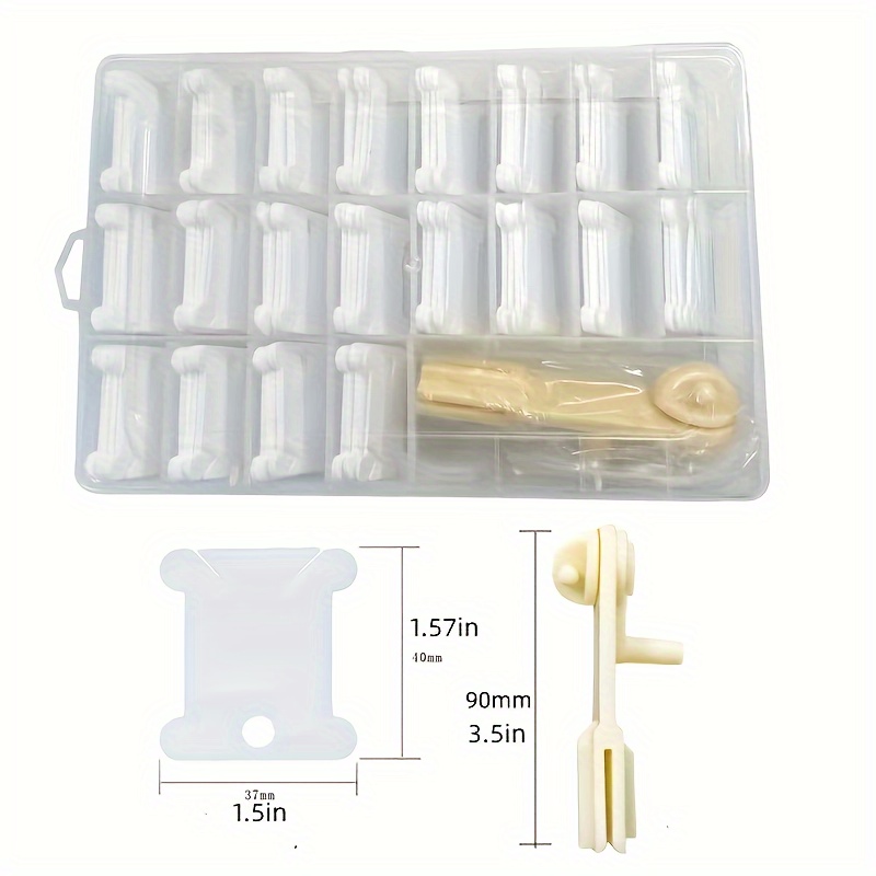 

101pcs Embroidery Floss Organizer Set With Plastic Storage Box, White Bobbins For Cross Stitch Thread Organization And Craft Supplies