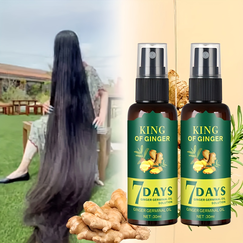 TEMU 2pcs Ginger Hair Oil, Biotin Hair Serum, Ginger Nourishing Scalp Massage, 7 Day Ginger Hair Serum For All Hair Types Perfect Valentine's Day And