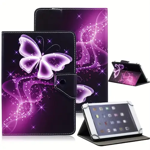 purple 10 tablet case soft artificial leather magnetic closure stand function flexible frame anti fingerprint interior lining for most tablets tablet use stylish tablet cover durable soft