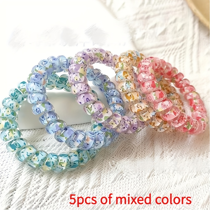 TEMU 5/10/20pcs Rizadores de Pelo Bandas Elásticas para el Cabello Brazalete en Soporte para Coleta Colorida