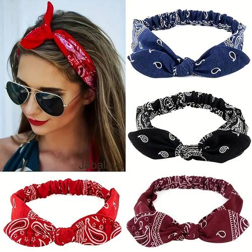 2pcs retro bohemian print bow hairband headwear suitable for daily washing sports exercise seaside vacation travel
