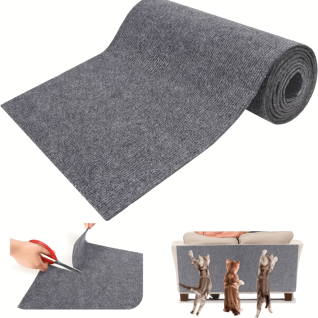 Temu – TEMU Self-adhesive For Cat Scratch Board – & Size Options, Trimmable For Cat Furniture Protector Mat | Anti-scratch Carpet For Cat Trees/doors/sofas
