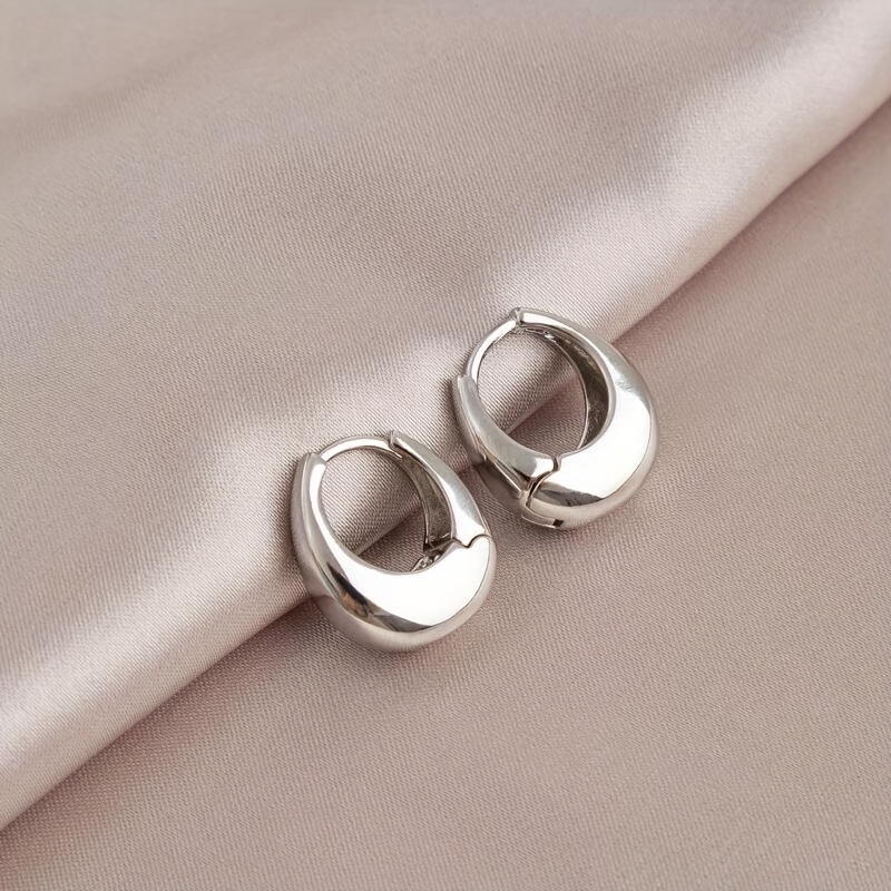Geometric Oval Dangle Earrings Golden Alloy Stainless Steel Posts