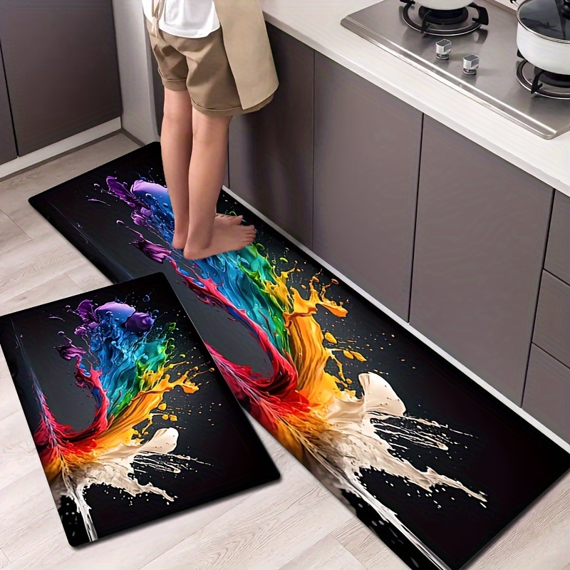 

1pc Flannel 3d Printing Non-slip, Waterproof, And Dirt-resistant Kitchen Floor Mat - Machine Washable And Rugs Perfect For Living Room, Laundry, And Bathroom - Enhance Room Decor And Protect Floors Ma