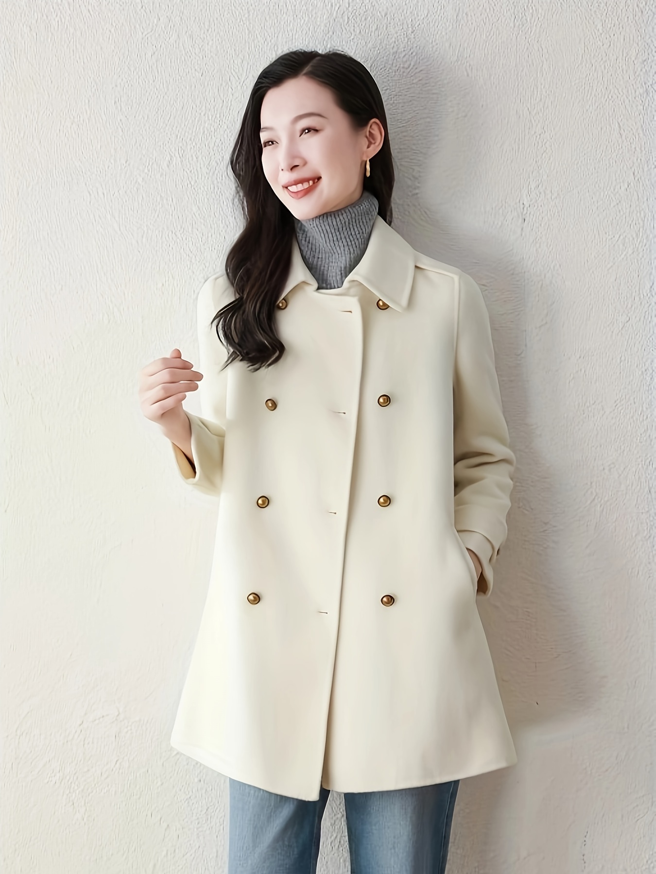 abrigo lana mujer estilo Temu Spain