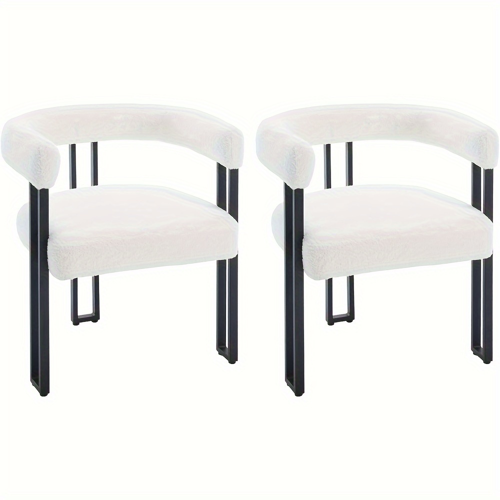 Image of 2pcs Set Dining Chairs, Dining Table Chairs With Armrests, Designer Chairs, Kitchen Chairs, Comfortable Modern Chairs For Dining Room, Living Room, Bedroom, Made Of Chenille And Metal