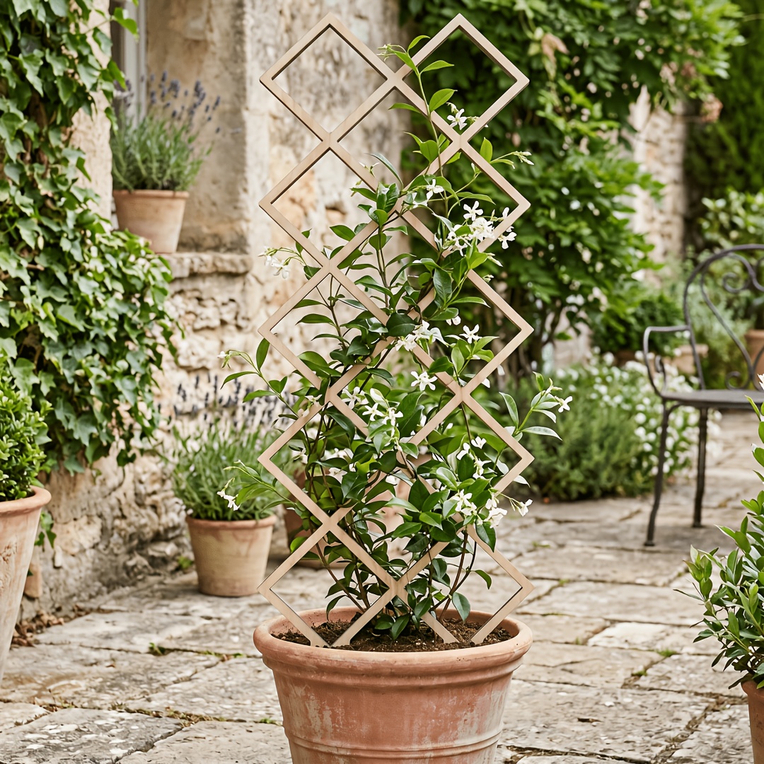 3-Pack 15.9-Inch Tall Sturdy Plant Climbing Trellis with Square Cutout Pattern, Vertical Support for Potted Vines and Flowers, Space-Saving Indoor/Outdoor Gardening Support