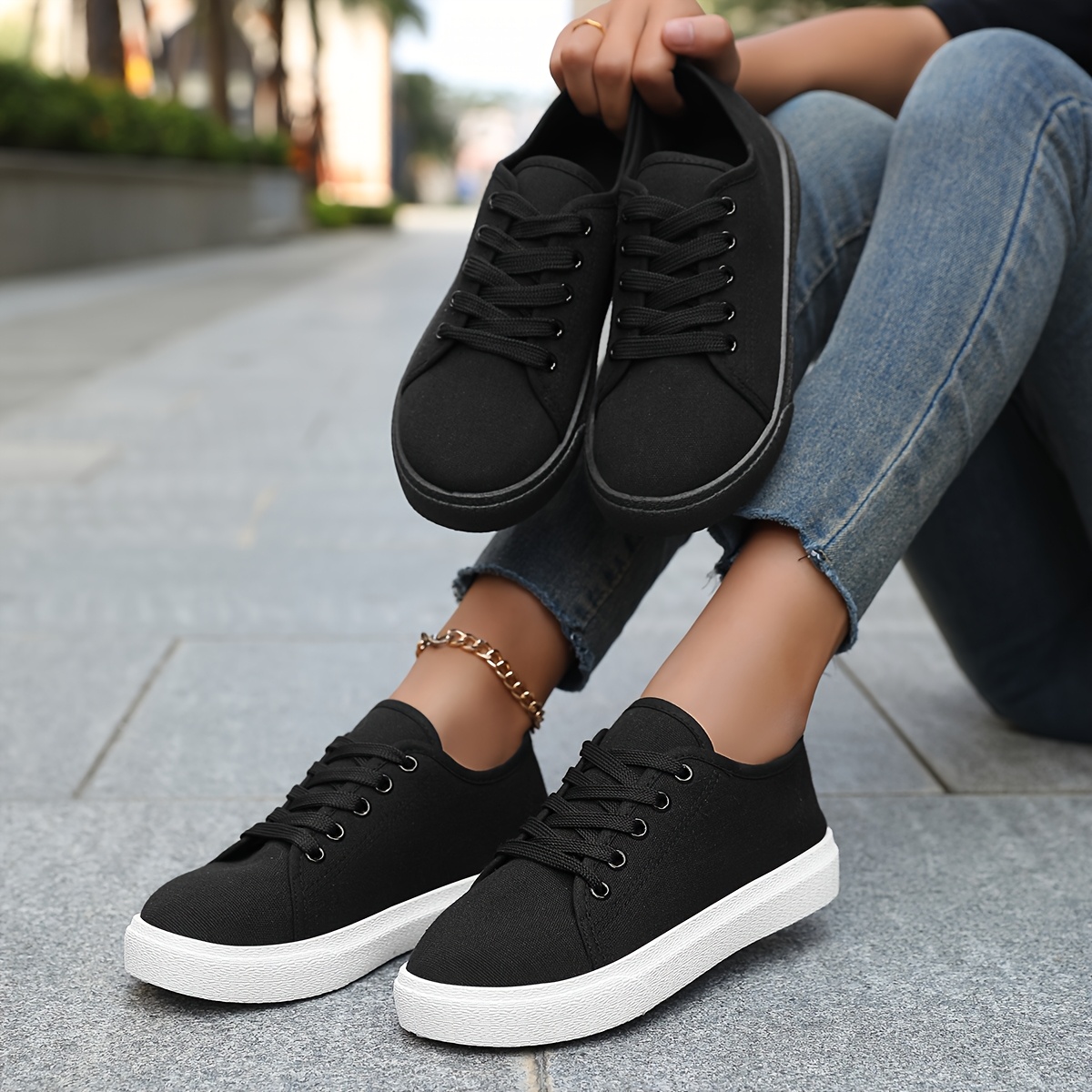 Womens Black Sneakers Black Wide Fit Chunky Bubble Sole Up