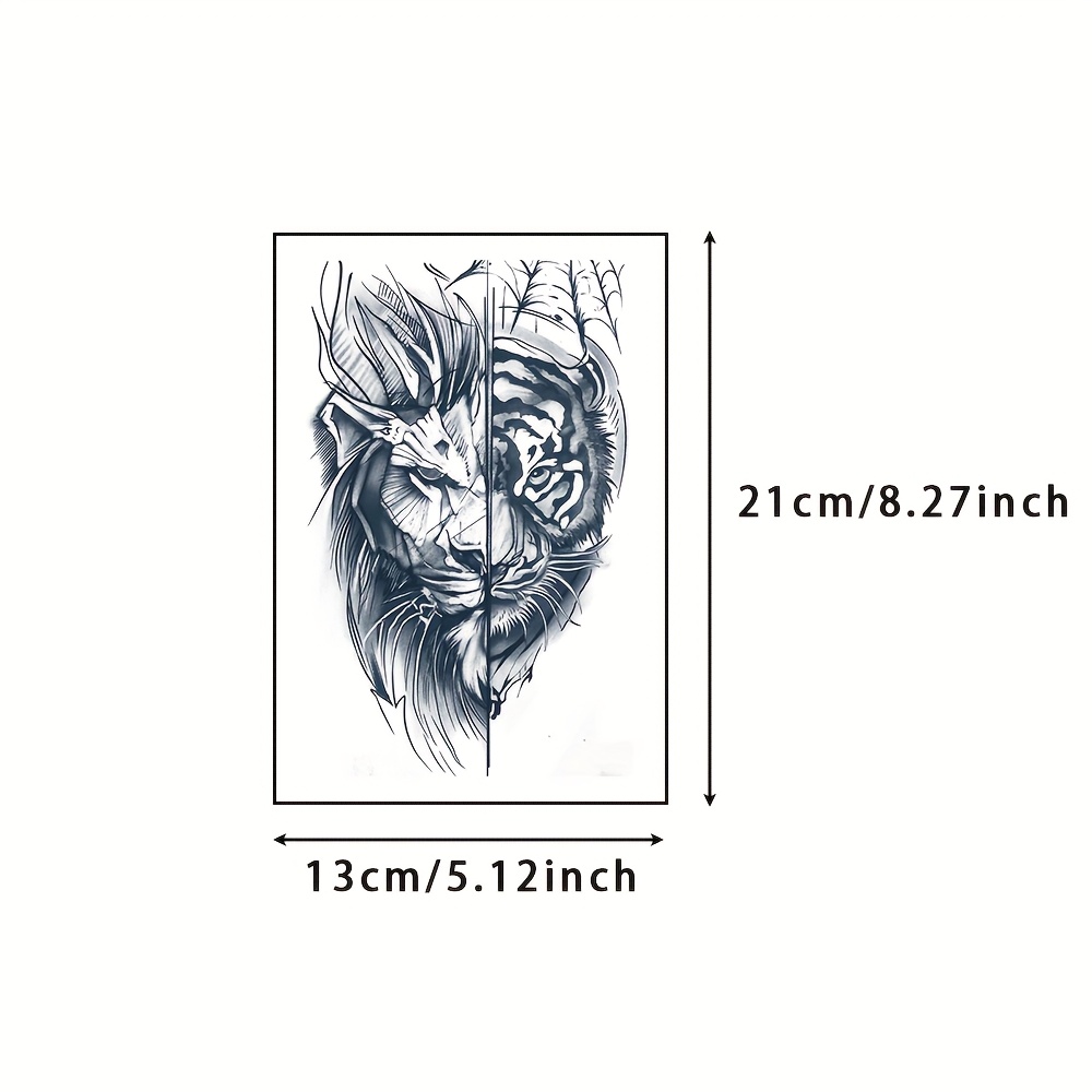 Realistic Lion Temporary Tattoo Sticker, Waterproof And Scratch-resistant Herbal Tattoo Decal Lasts 7-15 Days