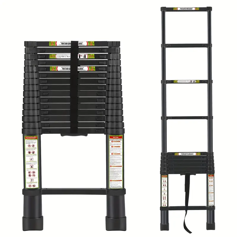 telescoping ladder attic ladder heavy duty aluminum with non slip feet 330lb capacity for rv attic roof multi surface use details 1