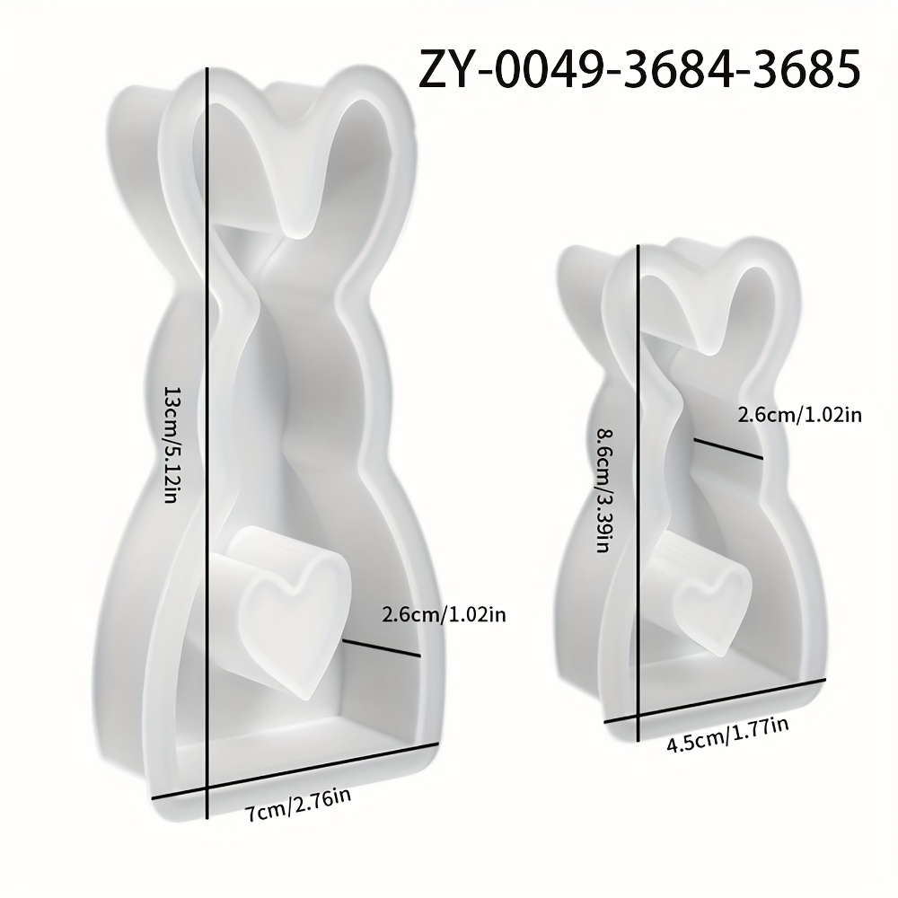 E-shop 2er-Set Osterliebes-Hasen Silikonformen, Großer Hasen- und Hasen-Set, Kerzenformen, Gips-Schmuckformen