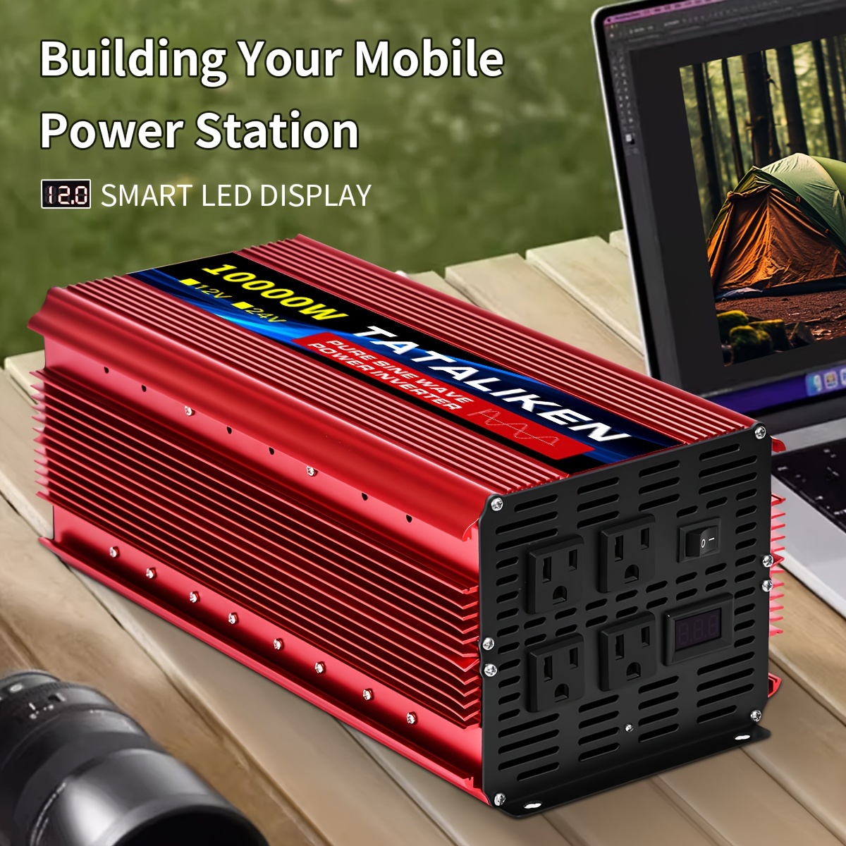 

Pure Sine Inverter10000w/4000w - Inverter 12v To Ac 110v For - Fast Charging Of Mobile Phones, Tablets, And Other Devices - With Display