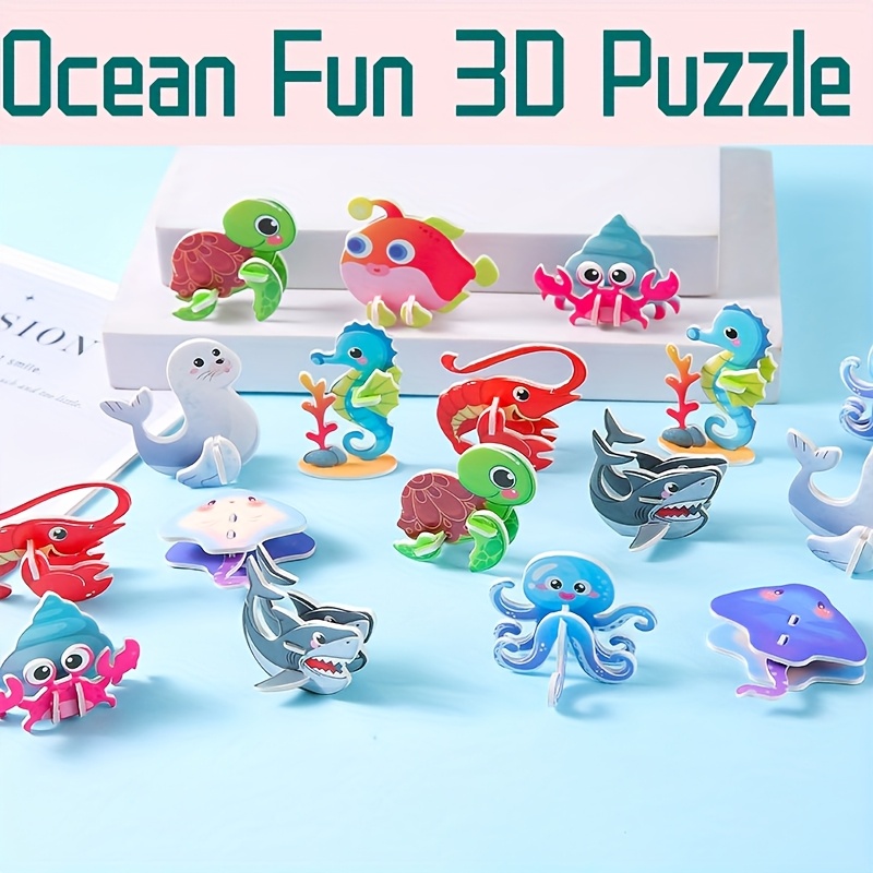 

30pcs 3d Ocean Animal Paper Puzzles - Party Favors, Decorations & Gifts For | Educational For Birthdays, Christmas & Halloween