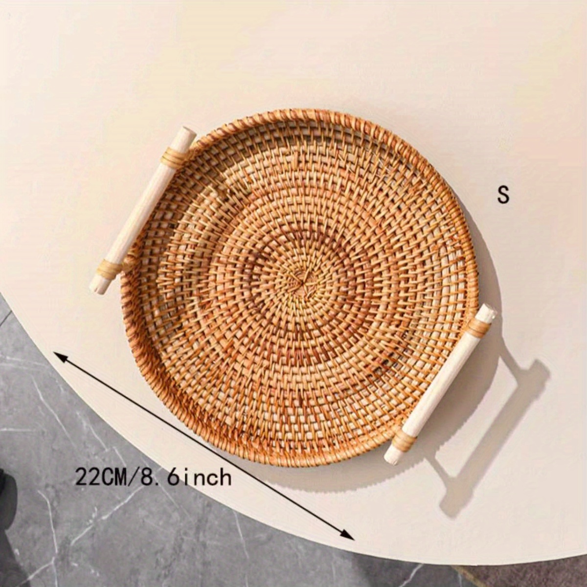 Simple And Elegant Rattan Tray With Heat-resistant Mat, Storage Basket. Suitable For